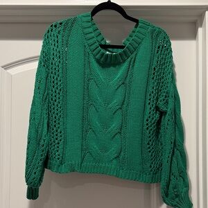 Pink Lily Green Cable Knit Sweater
